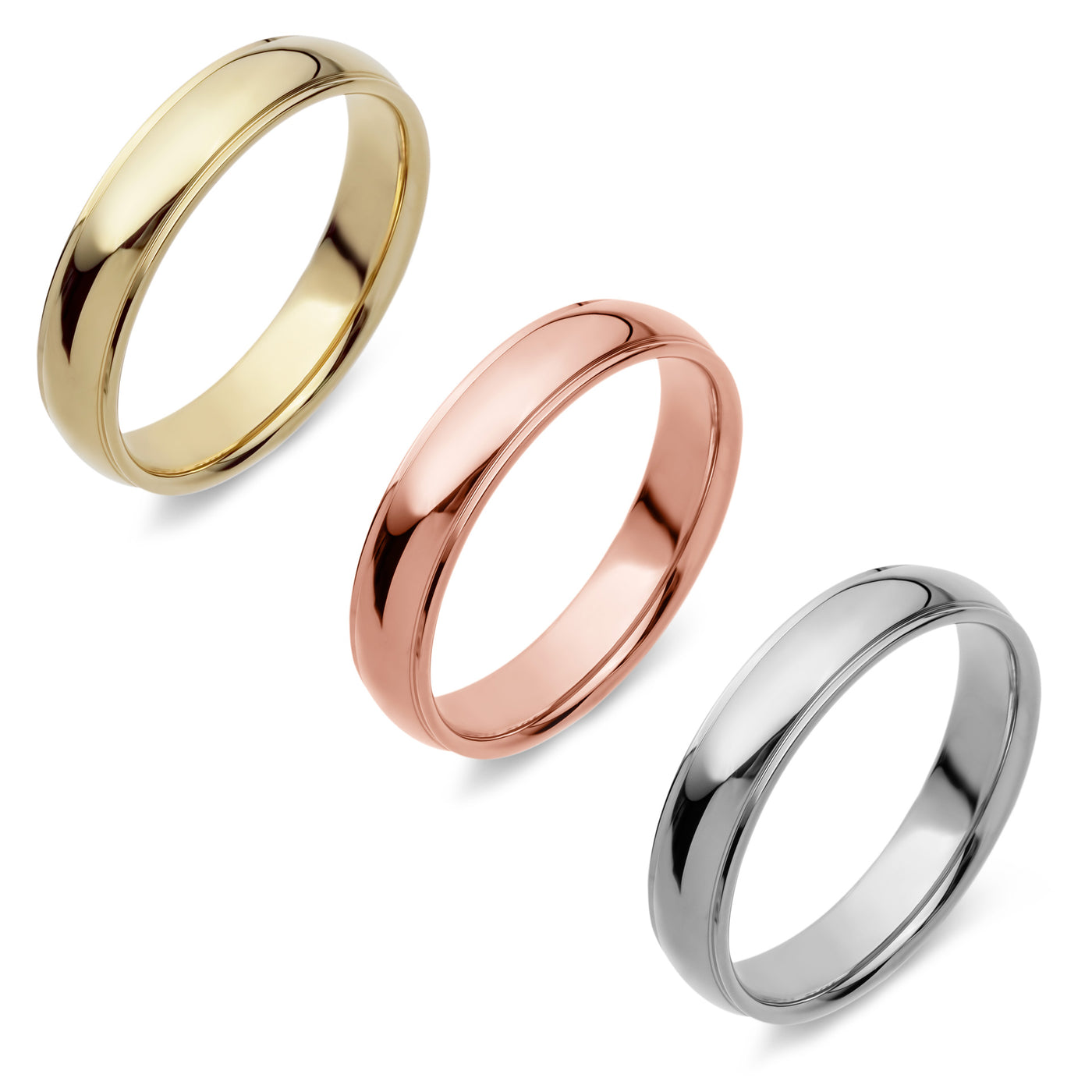 Stepped Edge Classic Comfort Fit Wedding Band Gold - Solid