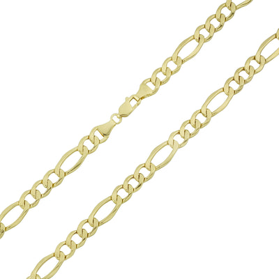 Figaro Link Chain Necklace 10K Yellow Gold - Hollow