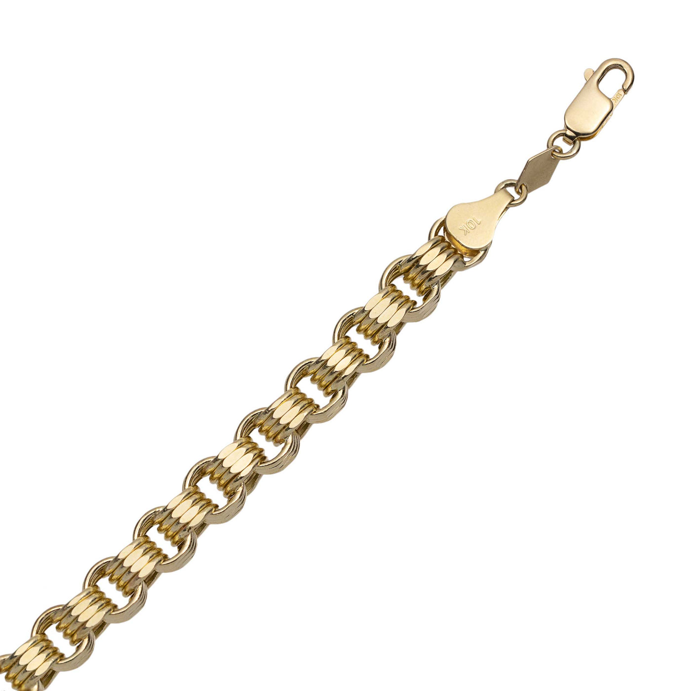 Women's Byzantine Rolo Link Chain Bracelet 10K Yellow Gold - Hollow