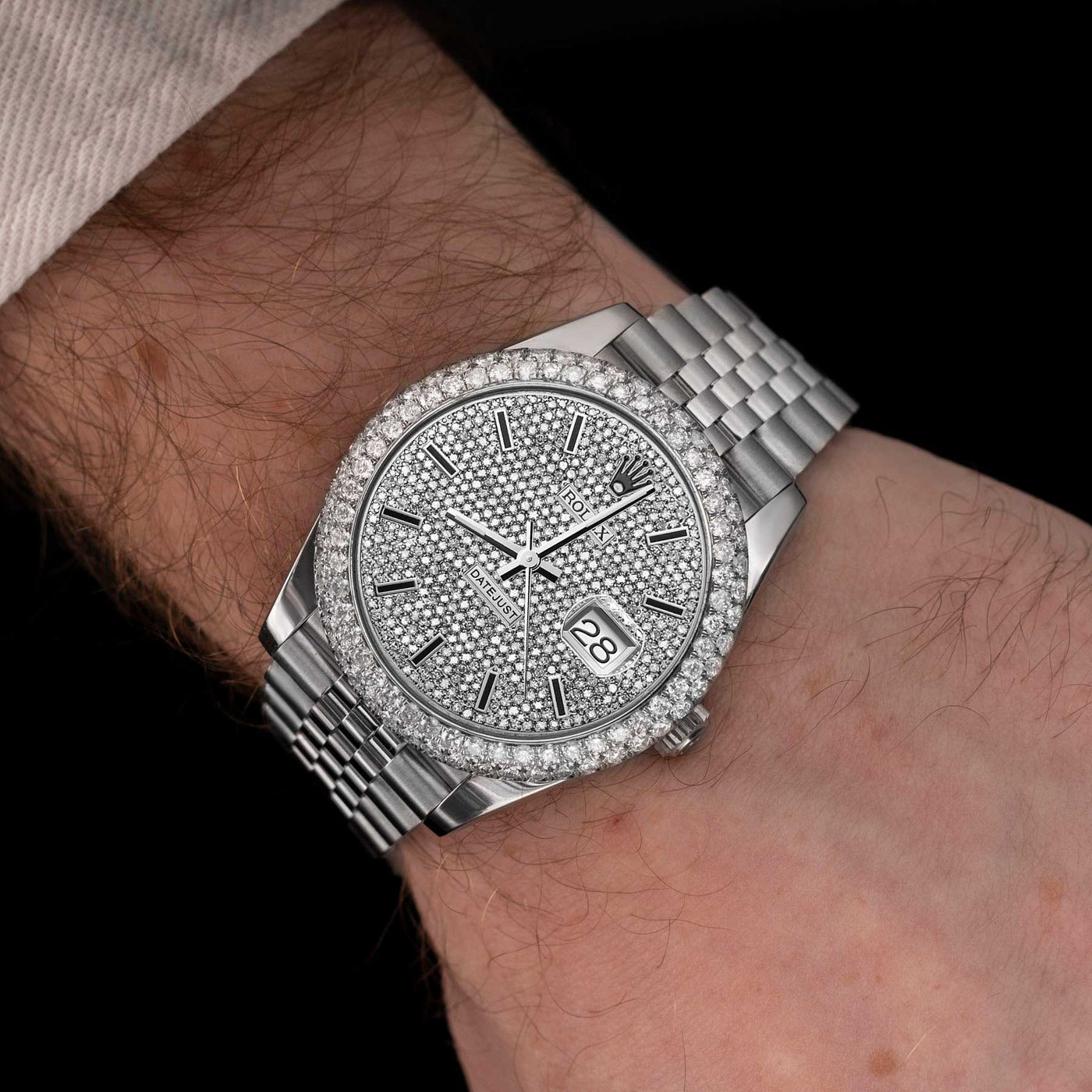 Rolex Datejust Diamond Bezel Watch 41mm Black Dial | 7.5ct