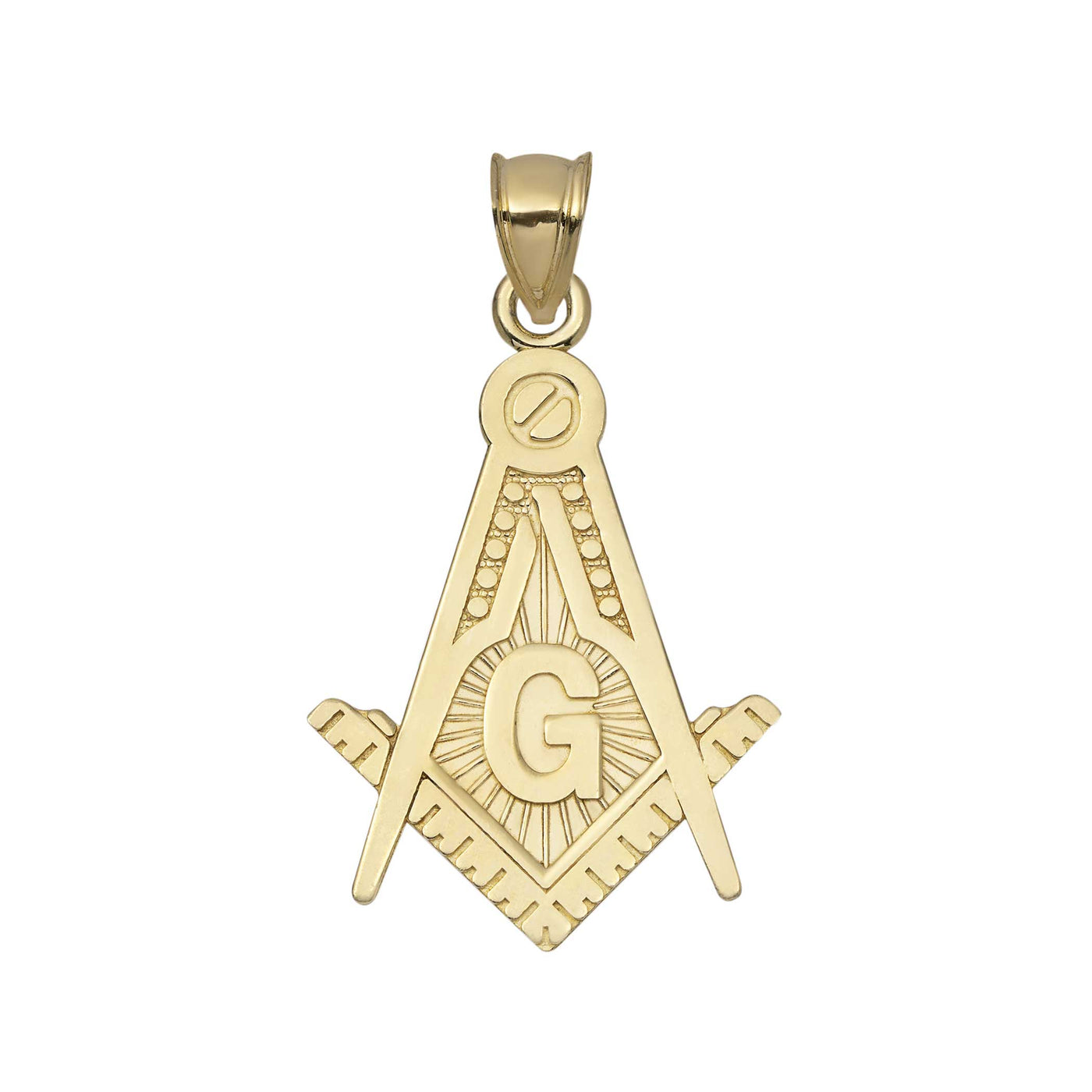 The Square and Compasses Masonic Pendant 10K Yellow Gold