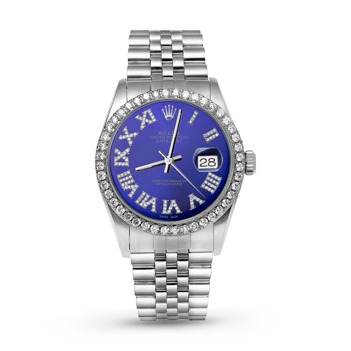 Rolex Datejust Diamond Bezel Watch 36mm Midnight Blue Roman Dial | 1.25ct
