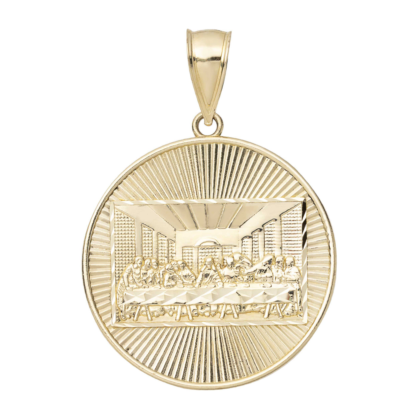 2" Last Supper Medallion Pendant 10K Yellow Gold