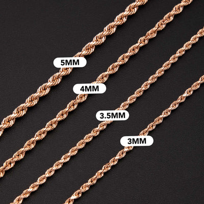 Rope Chain Necklace 14K Rose Gold - Hollow