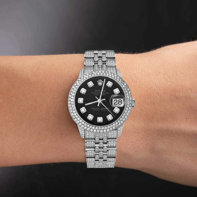 Rolex Datejust Diamond Bezel Watch 31mm Black Dial | 8.55ct