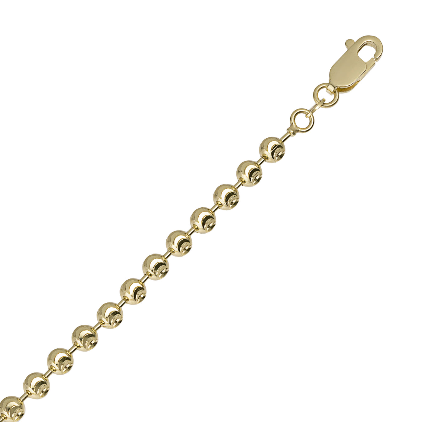 Men's Moon Cut Bead Ball Bracelet 10K Yellow Gold - Solid