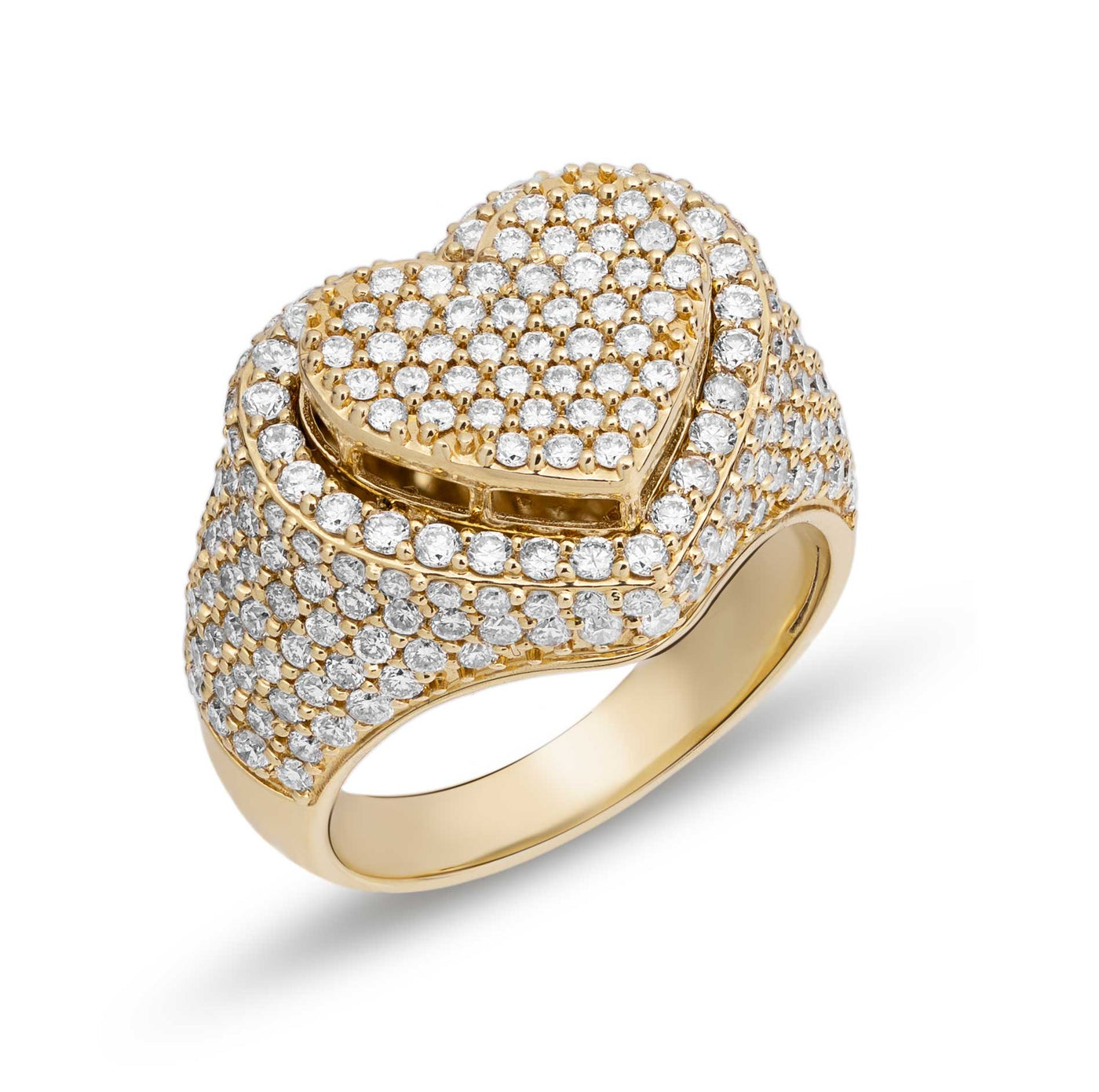 Heart Diamond Ring 3.02ct 14K Yellow Gold