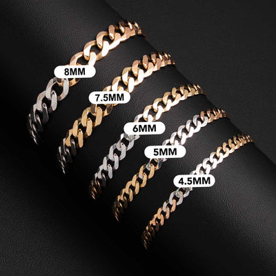 Miami Curb Link Chain Bracelet 10K Tri-Color Gold - Solid