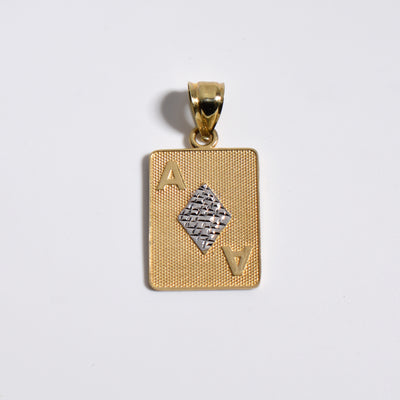 1 3/8" Ace of Spades Playing Card Pendant 10K Yellow Gold