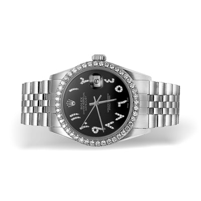Rolex Datejust Diamond Bezel Watch 36mm Black Arabic Numeral Dial | 1.25ct
