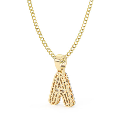 Women's Diamond "A" Initial Letter Necklace 0.37ct Solid 10K Yellow Gold