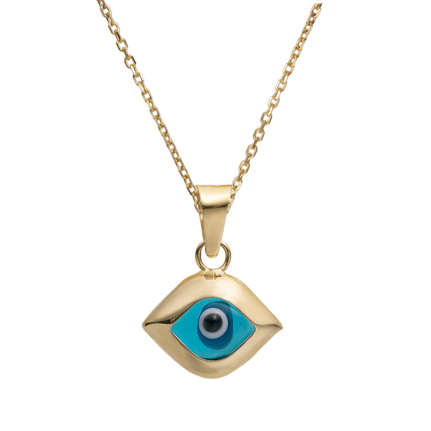 Mini Cutout Evil Eye Pendant Necklace 14K Yellow Gold