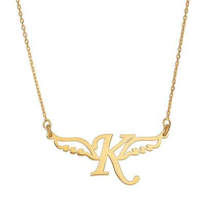 Ladies Initial Name Plate Necklace 14K Gold - Style 167