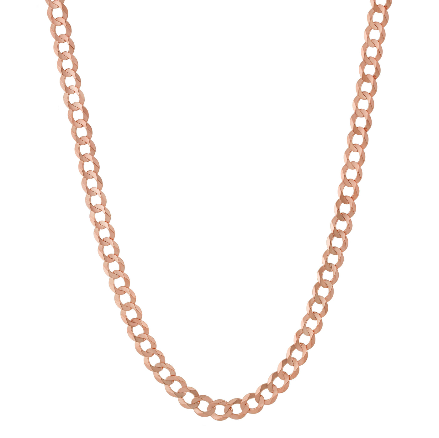 Miami Curb Link Chain Necklace 14K Rose Gold - Solid