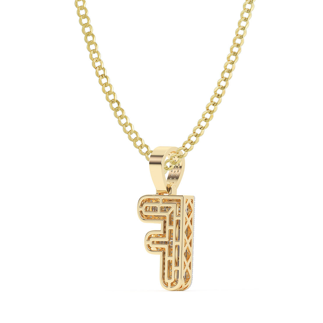 Women's Diamond "F" Initial Letter Necklace 0.31ct Solid 10K Yellow Gold