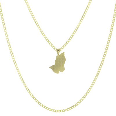 7/8" Diamond Cut Praying Hands Pendant & Chain Necklace Set 10K Yellow White Gold