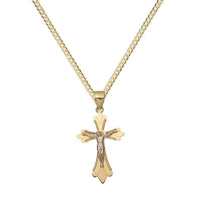 1 1/2" Crucifix Cross Jesus Necklace 10K Yellow White Gold