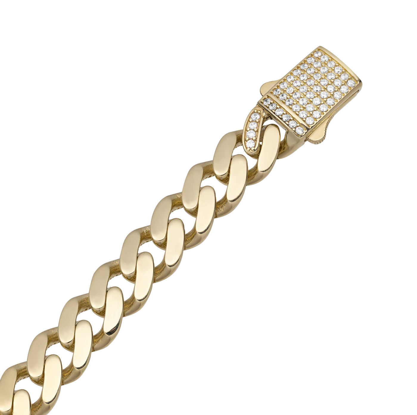 CZ Santa Muerte Cuban Link Chain Bracelet 10K Yellow Rose Gold