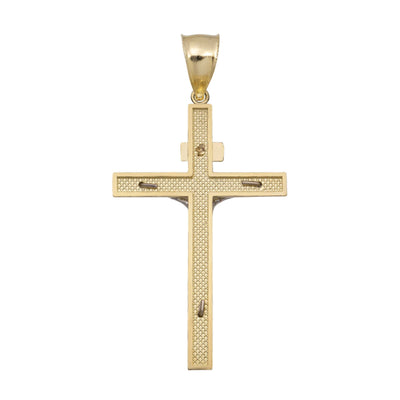Two-Tone INRI Jesus Cross Crucifix 10K Yellow Gold