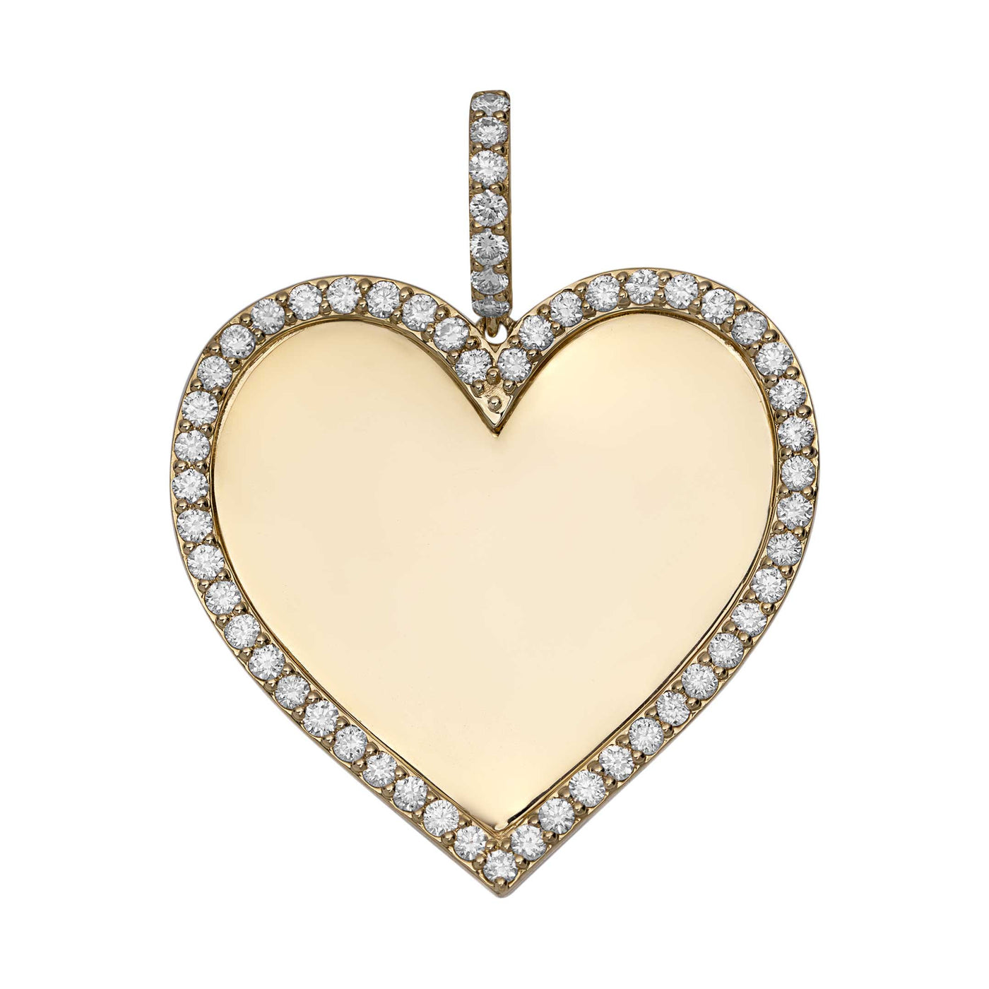 Heart Diamond-Frame Picture Memory Medallion Pendant 14K Yellow Gold