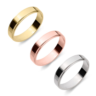 Stepped Edge Wedding Band Gold - Solid