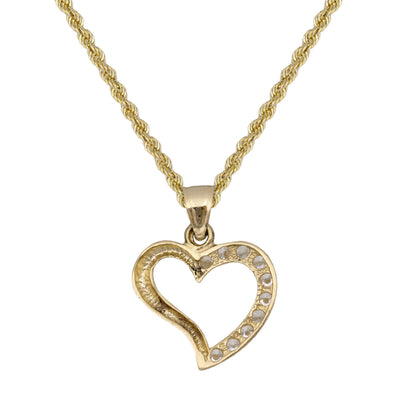 Shiny CZ Heart Pendant Necklace 10K Yellow Gold