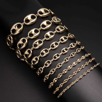Women's Puffed Gucci Link Chain Bracelet 10K & 14K Yellow Gold - Hollow