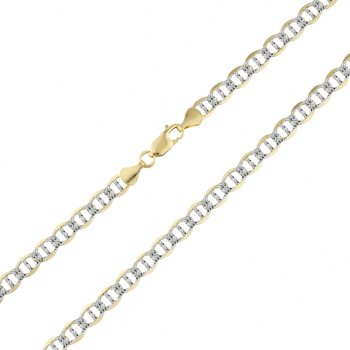 Pave Mariner Link Chain Necklace 10K & 14K Yellow White Gold - Solid