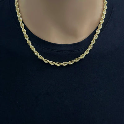 5mm Rope Chain Necklace 14K Yellow Gold - Solid