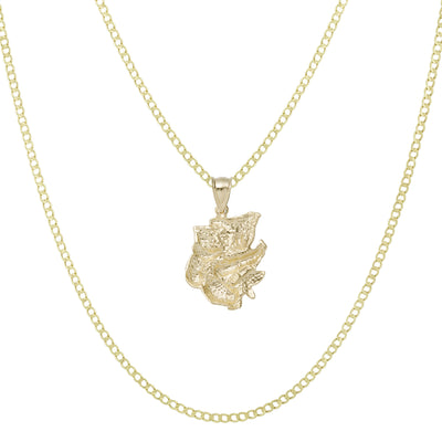 1 1/4" Diamond Cut Koala Pendant & Chain Necklace Set 10K Yellow Gold