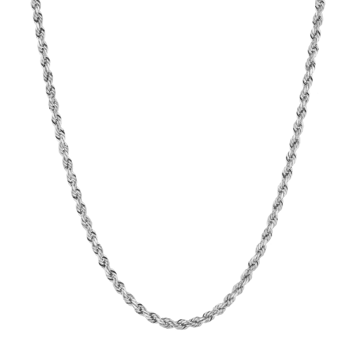 Rope Chain Necklace 10K White Gold - Hollow