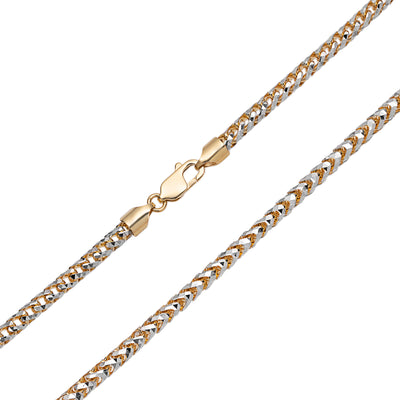 Pave Round Franco Chain Necklace 14K Yellow White Gold