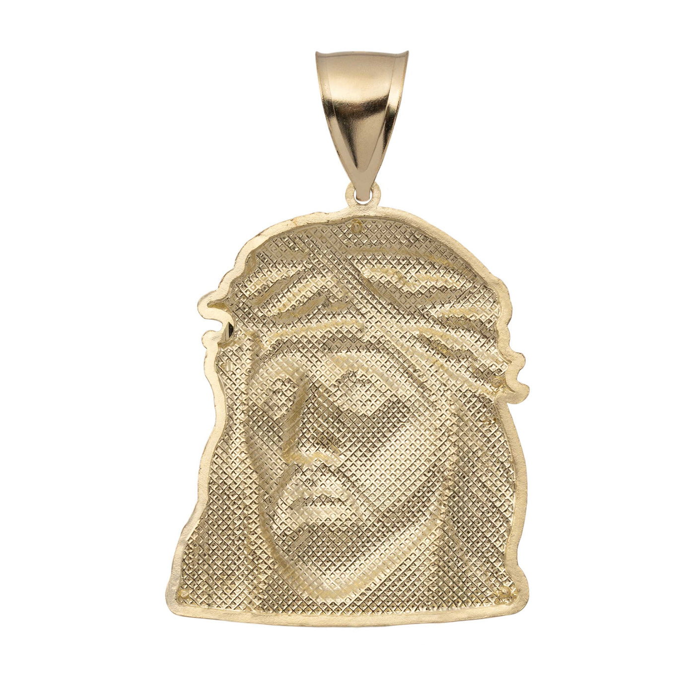Diamond-Cut Face of Jesus Pendant Satin 10K Yellow Gold