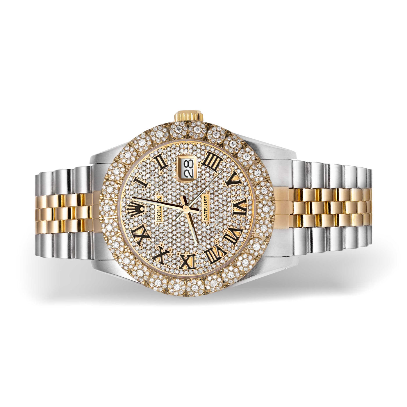 Rolex Datejust Diamond Bezel Watch 36mm Black Roman Dial | 3.75ct