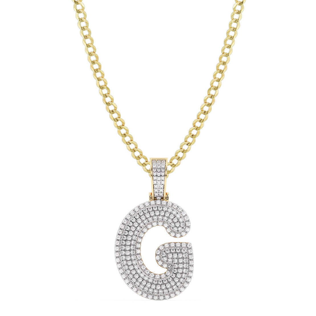 Women's Diamond "G" Initial Letter Necklace 0.48ct Solid 10K Yellow Gold