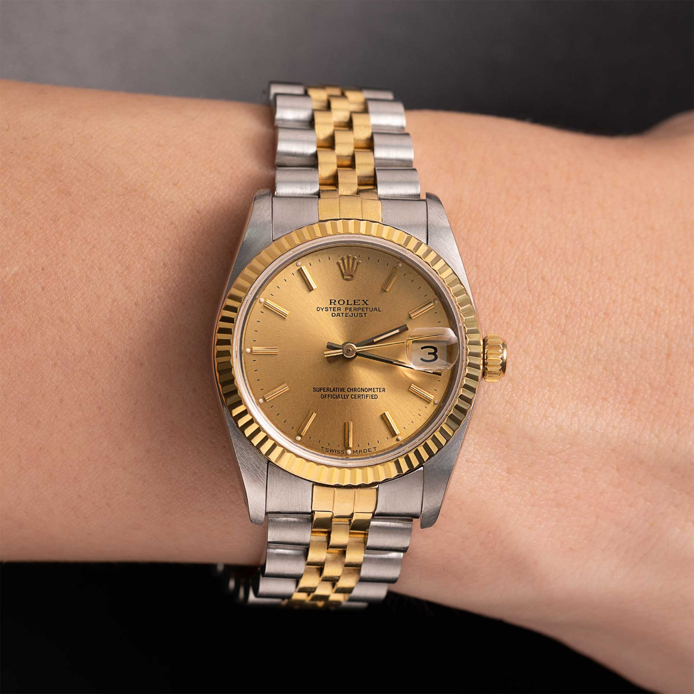 Rolex Datejust Fluted Bezel Watch 31mm Champagne Dial