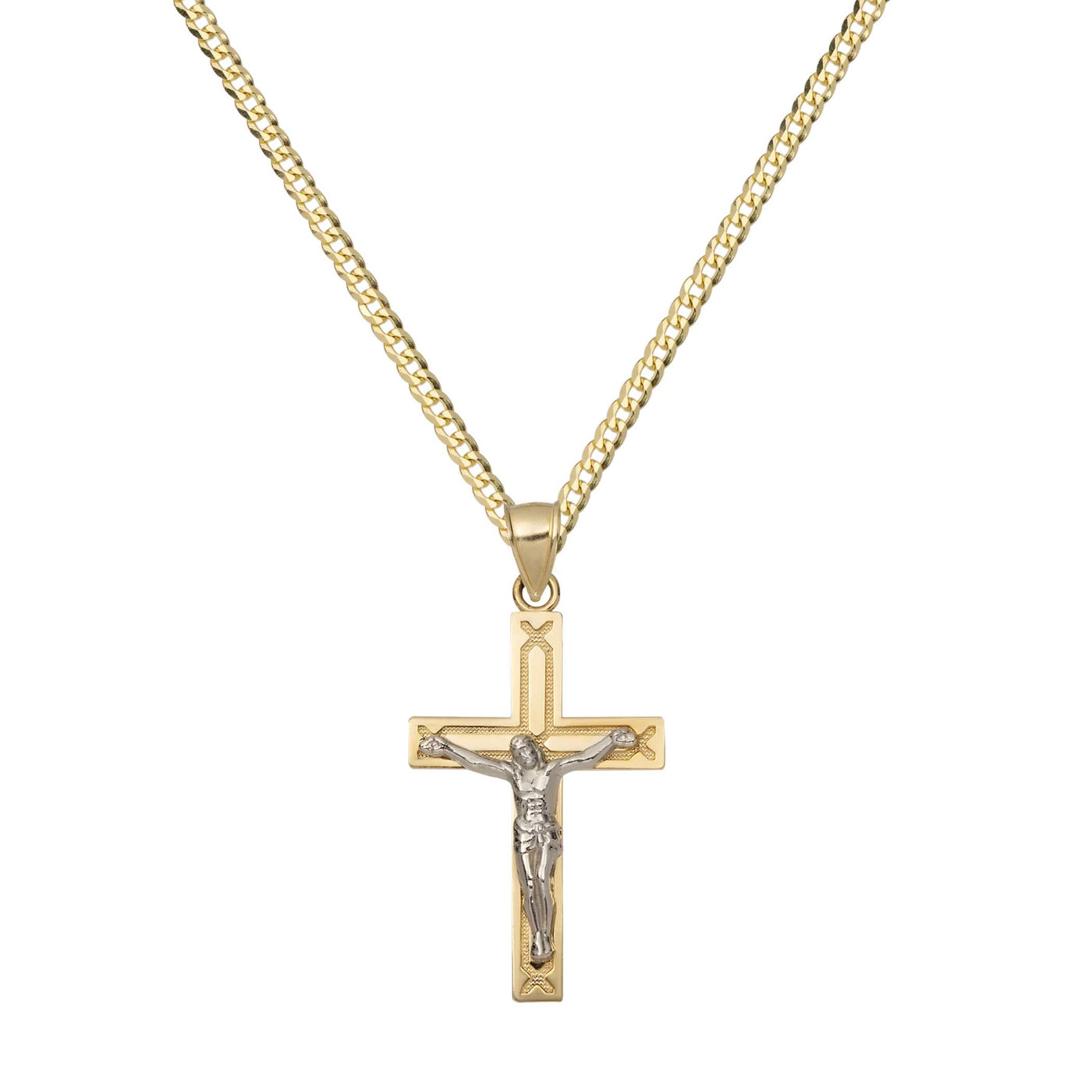 1 1/4" Crucifix Cross Jesus Necklace 10K Yellow White Gold