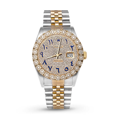 Rolex Datejust Diamond Bezel Watch 36mm Blue Arabic Numeral Dial | 3.75ct