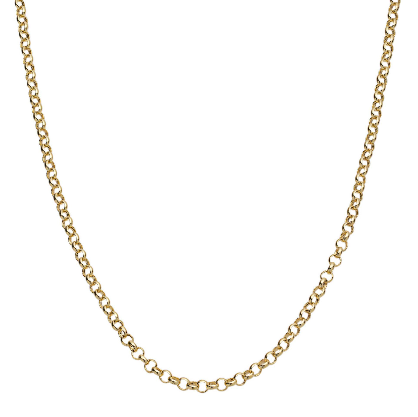 Round Rolo Link Chain Necklace 10K Yellow Gold - Hollow