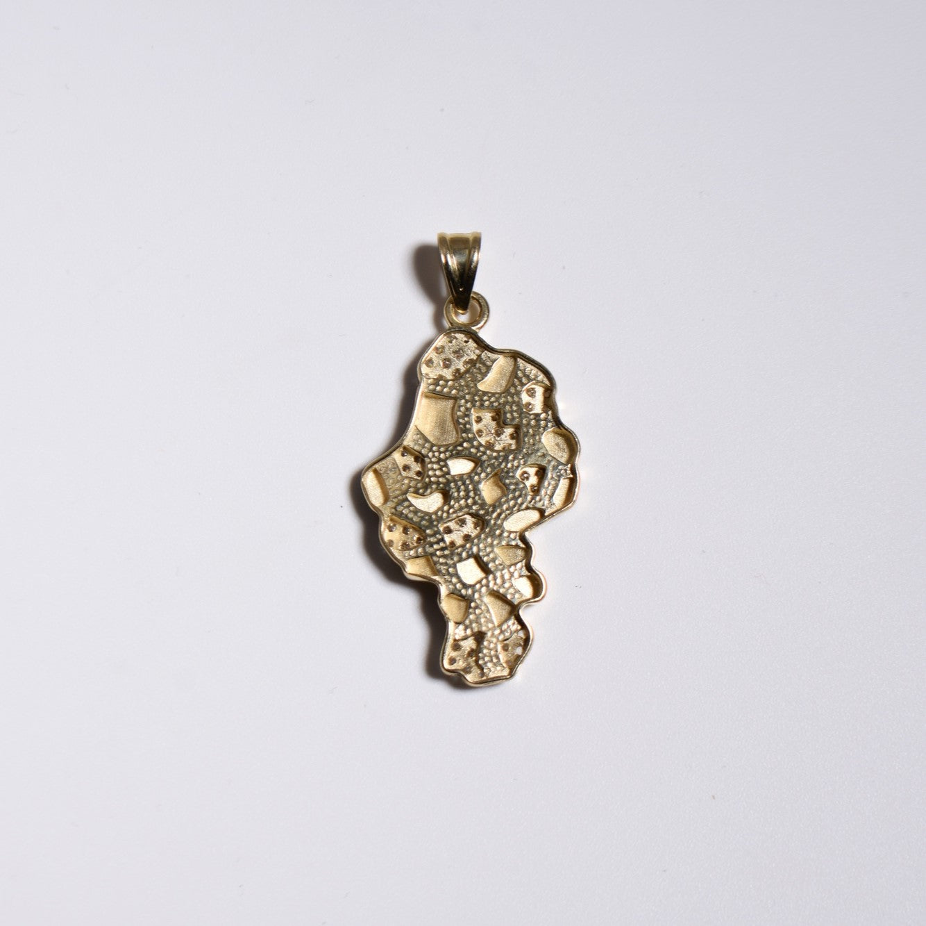Textured CZ Nugget Style Pendant Solid 10K Yellow Gold