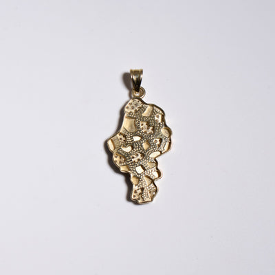 Textured CZ Nugget Style Pendant Solid 10K Yellow Gold