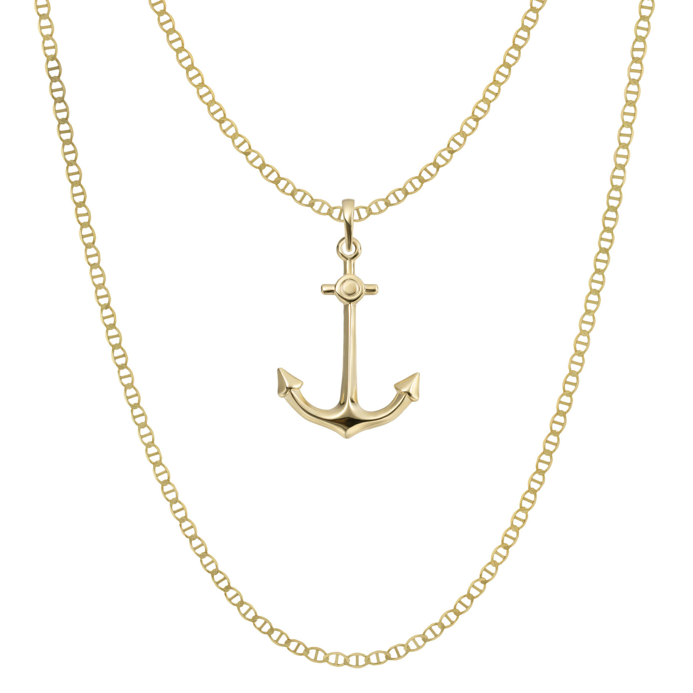 1 1/2" Anchor Pendant & Chain Necklace Set 10K Yellow Gold