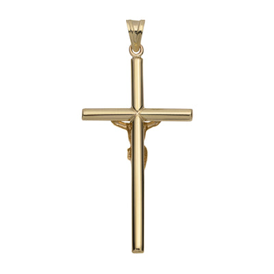 2.5" Jesus Christ Crucifix Cross Pendant Charm 10K Yellow Gold
