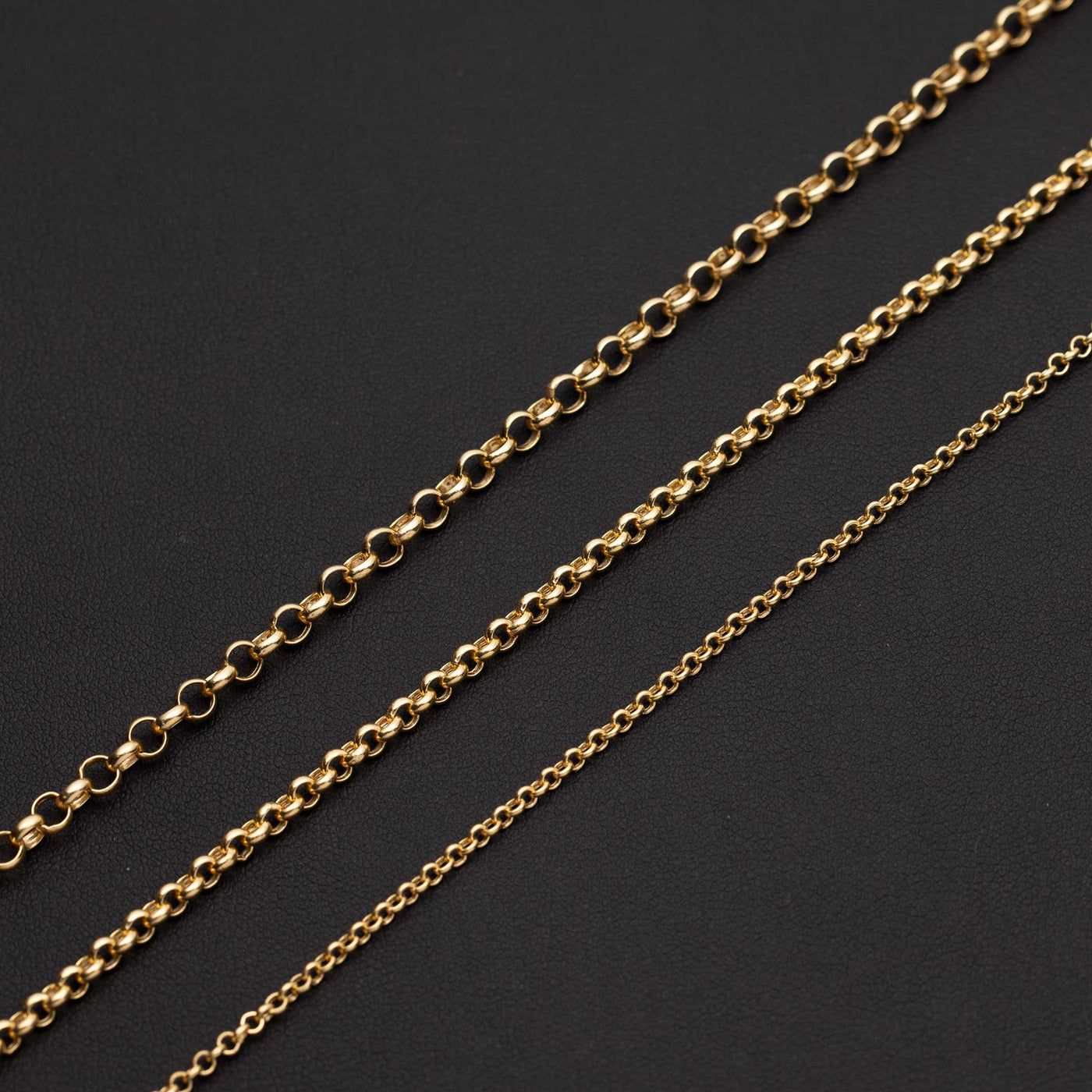 Women's Round Rolo Link Chain Necklace 10K Yellow Gold - Hollow
