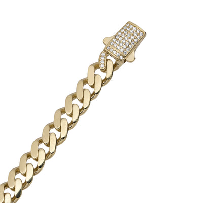 CZ Saint Jude Cuban Link Chain Bracelet 10K Yellow Gold