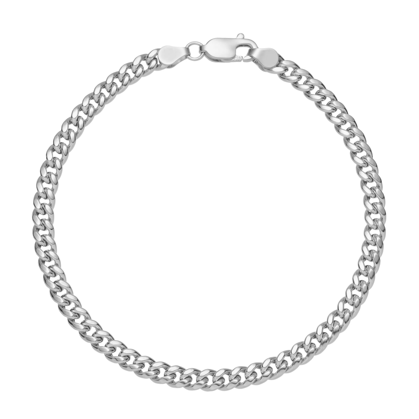 Miami Cuban Link Chain Anklet 14K White Gold - Hollow