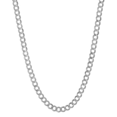 Miami Curb Link Chain Necklace 14K White Gold - Solid