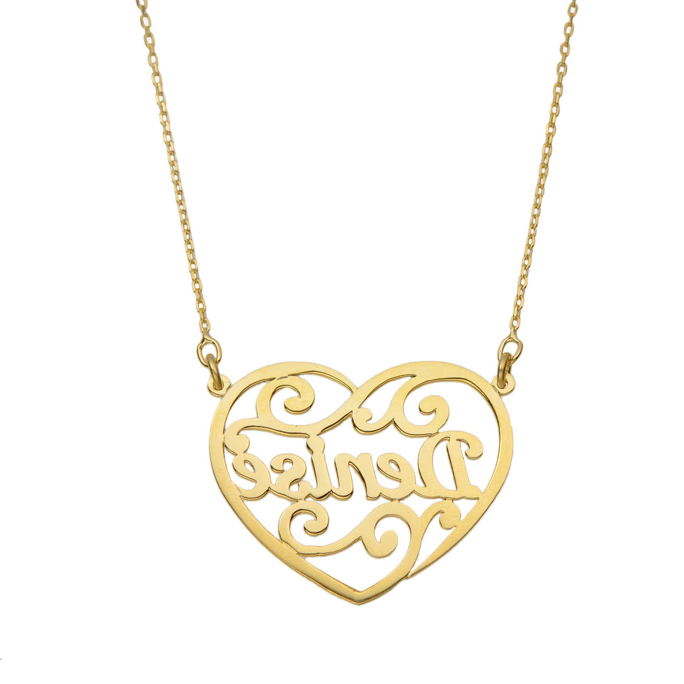 Ladies Heart Name Plate Necklace 14K Gold - Style 169