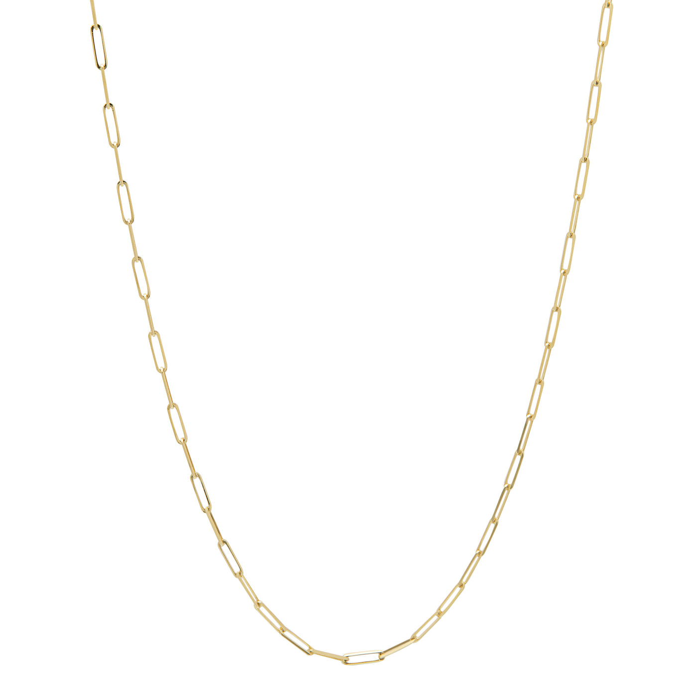 Paperclip Chain Necklace 10K Yellow Gold - Solid