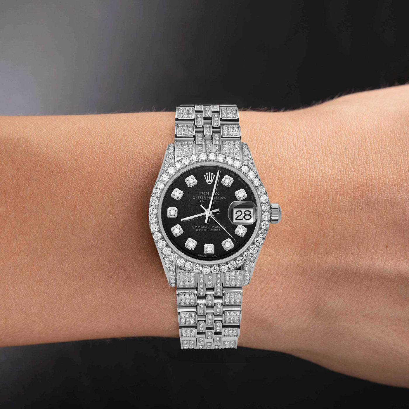 Rolex Datejust Diamond Bezel Watch 31mm Black Dial | 6.75ct